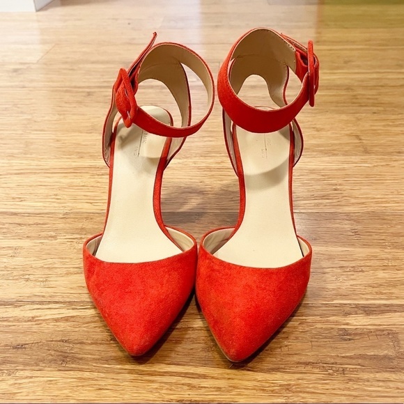 Zara red pointy toe sandals with wide ankle strap and stiletto heels. Size 6.5 - Picture 3 of 15